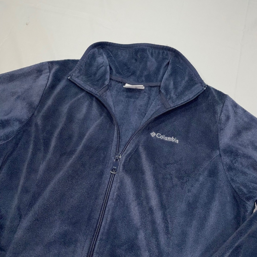 Columbia Womens Navy Blue Full Zip Fleece Jacket Mock Neck Size Medium RN‎ 69724